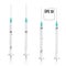 Vector set of realistic insulin syringe with needle, isolated on