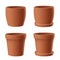Vector set of realistic isolated brown flower pot