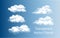 Vector set of realistic isolated cloud on the transparent background