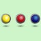 Vector set of realistic multicolored buttons. yellow, red and blue 3d buttons with metallic outline. Elements and props for web