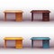 Vector set of realistic office wooden desk with