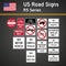 Vector set of realistic R5 series road signs in the USA. Forbidding signs