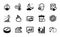 Vector set of Recovery trash, Chemistry experiment and Analytical chat icons simple set. Vector