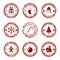 Vector Set of Red Christmas Seal Stamps