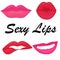 Vector set of red and pink lips