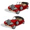 Vector set of red retro convertibles