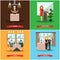 Vector set of restaurant people posters in flat style