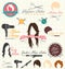 Vector Set: Retro Hair Salon Labels and Icons