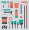 Vector Set: Retro Painting Supplies Silhouettes an