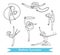 Vector set of rhythmic gymnastics. Cartoon girls