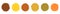Vector set of round shapes in earthy brown, mustard, green and orange colors, abstract graphic design elements