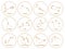 Vector set of round Zodiac signs, stars, constellations golden color on white background.