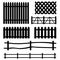 Vector set of rural fences silhouettes