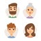 Vector set sad emoticons face of people fear shock surprise avatars characters illustration