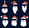 Vector set with Santa hats, beards and mustaches