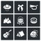 Vector Set of Scouting Icons. Hat, Tie, Whistle, Mountain, Boiler, Compass, Guitar, Tent, Backpack.