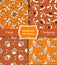 Vector set of seamless orange Thanksgiving patterns.