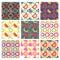 Vector set of seamless patterns with fruits.