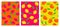 Vector set of seamless patterns with ripe strawberry, lemon and mango. Vivid color prints for fabric or wallpaper