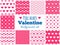 Vector set of seamless pixel heart patterns for Valentine\'s Day