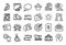 Vector set of Search statistics, Swipe up and Rate button line icons set. Vector