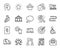 Vector set of Search statistics, Swipe up and Rate button line icons set. Vector