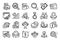 Vector set of Search, Winner podium and Hold document line icons set. Vector