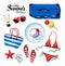 Vector set of seaside holiday items