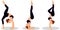 Vector Set of sexy young woman performing various Head stand yoga pose