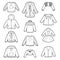 Vector set of shirts, black and white collection of sweaters, jumpers and coats
