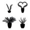 Vector set of silhouette plants in pot.