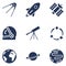 Vector Set of Silhouette Space Icons. Astronomy Symbols.