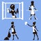 Vector set - silhouettes girl cleaning
