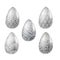 Vector set of silver easter realistic eggs