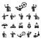 Vector set of simple icons related to car maintenance and repair. Elements for auto shop or mechanic service