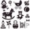 vector set of simplified images of silhouettes of vintage soviet toys for children