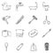 Vector Set of Sketch Bathroom and Hygiene Icons.