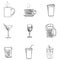 Vector Set of Sketch Drinks Icons.