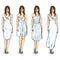 Vector Set of Sketch Female Fashion Models in White Dress