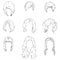 Vector Set of Sketch Female Hairdress