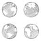 Vector Set of Sketch Globe Illustrations