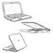 Vector Set of Sketch Laptops. Closed and Open. Back and Front View.