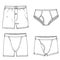 Vector Set of Sketch Mens Pants. Male Underwear