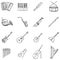 Vector Set of Sketch Musical Instruments Icons