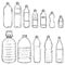 Vector Set of Sketch Plastic Bottles