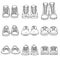 Vector Set of Sketch Shoes Items. Front View Collection