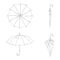 Vector Set of Sketch Umbrellas. Different View and Variation