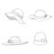 Vector Set of Sketch Women Hats