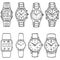 Vector Set of Sketch Wrist Watches