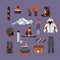 Vector set of Ski and Snowboard equipment icons